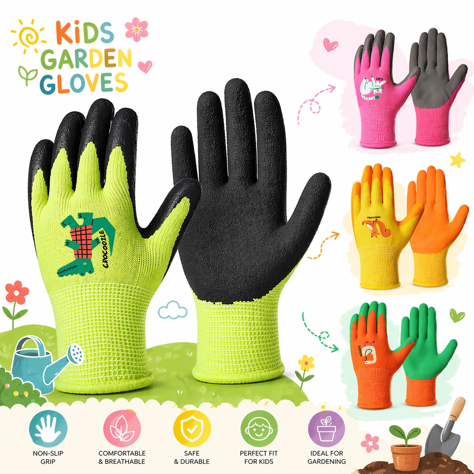 Gardening Tools 5 Year Old - 4 Pairs Kids Gardening Gloves Latex