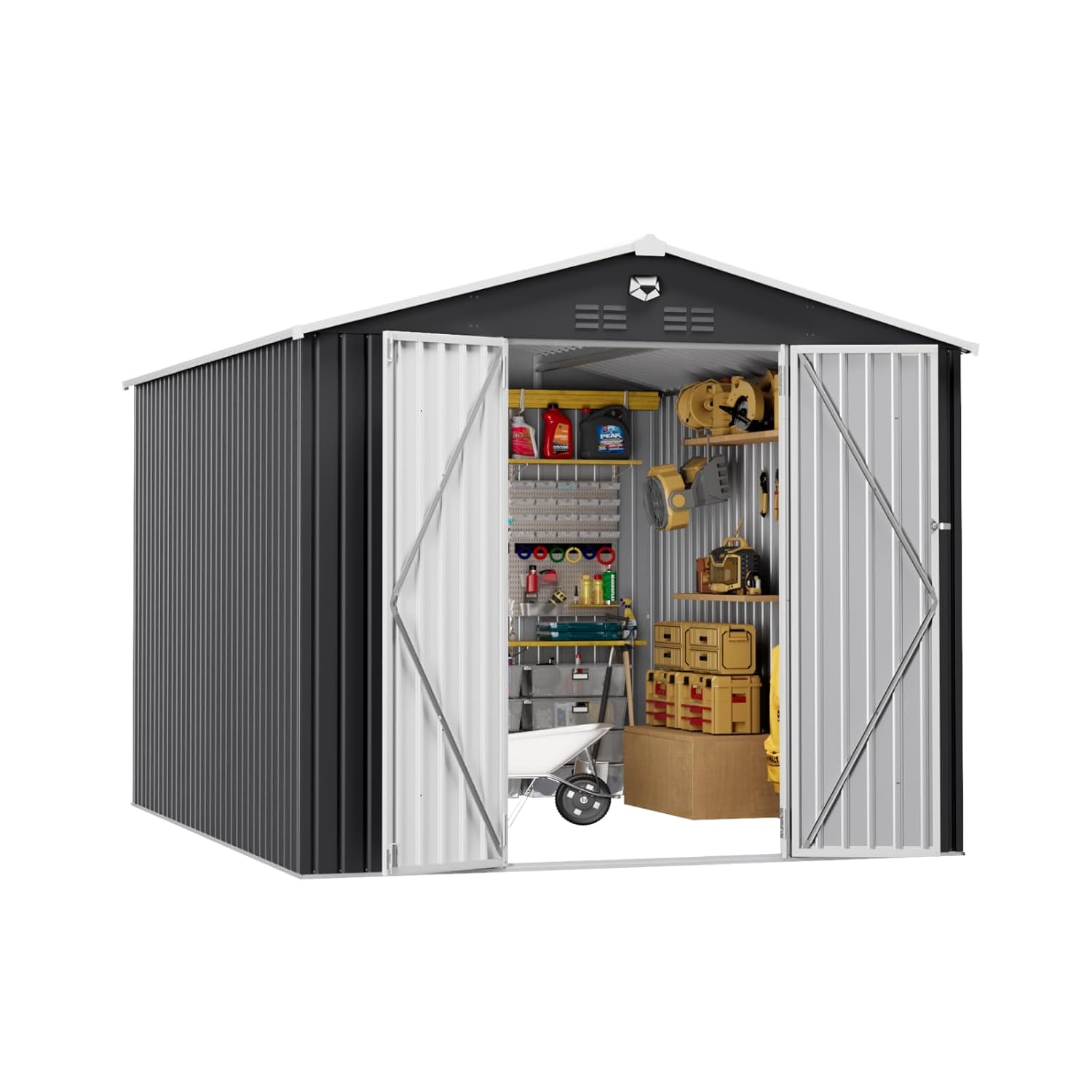 Gardening Tools Organiser - 10x12 FT Metal Outdoor Storage Shed