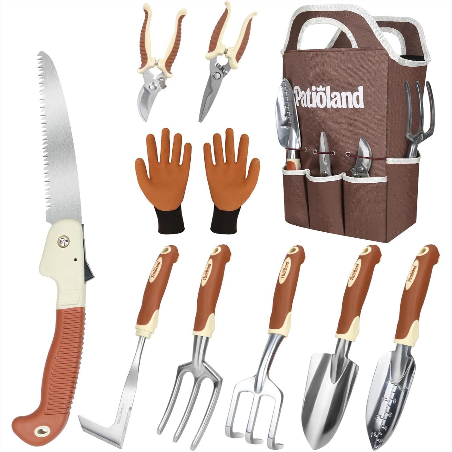 Gardening Tools Images - 10-Piece Garden Tool Set with Ergonomic