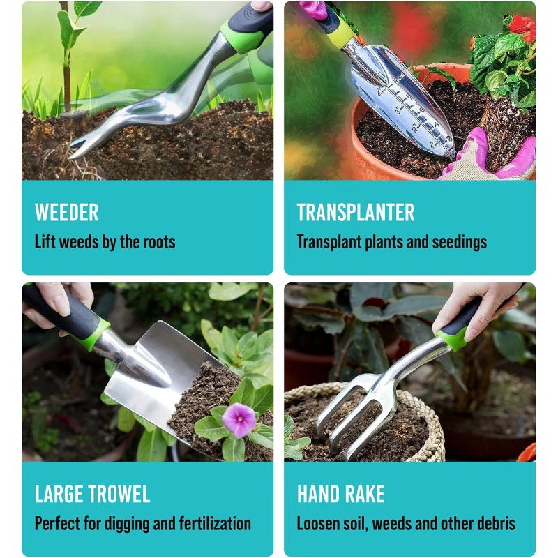 9 Pcs Ergonomic Garden Tool Se - Gardening Tools Rake 리뷰 및 가격