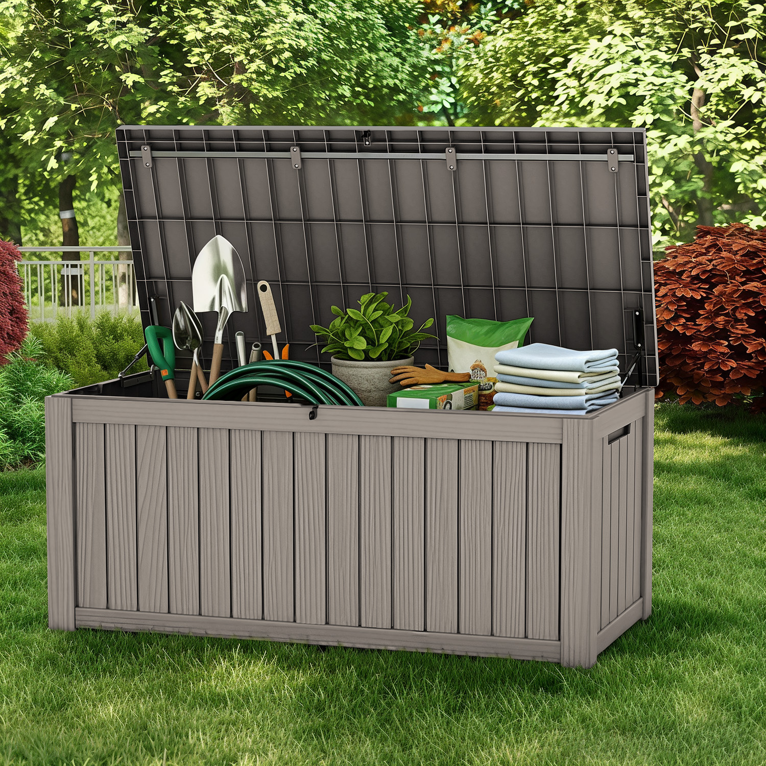 120 Gallon Outdoor Deck Box, L - Gardening Tools Organiser 리뷰 및 가격